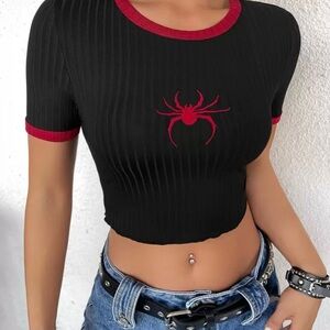 Crop Ribbed Short Sleeve Tee